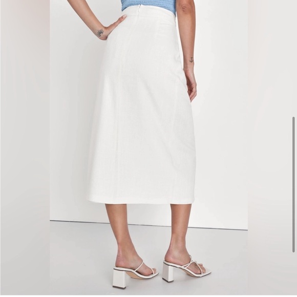 Lulus white linen maxi skirt w/ slit - Picture 4 of 6